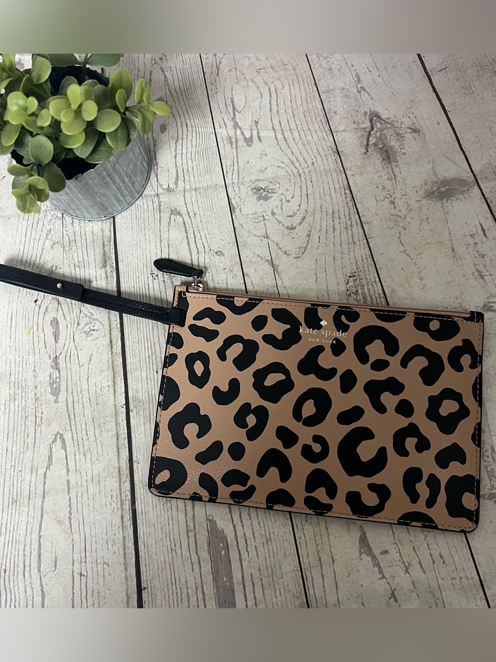 Kate Spade Leopard Print Pouch NWOT Large Bag Charm Accessory